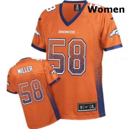 Womens Nike Denver Broncos 58 Von Miller Elite Orange Drift Fashion NFL Jersey